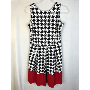 Charming Charlie Fit and Flare Dress Women's Small Black White Red Sleeveliss